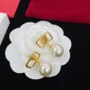 bijoux de marque boucles d'oreilles perle dames boucles d'oreilles luxe or cristal Double V 925 s bijoux en argent classique haut de gamme