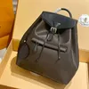 Klassische Unisex-Handtaschen, Rucksack, schwarzer Rucksack, echtes Leder, Umhängetaschen, alter Blumenbrief, gute Qualität, mehrere Taschen, 33 cm