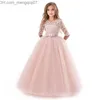 Girl's Dresses Girl's Dresses Children Dresses For Teenage Girls Party Wedding Ceremony Dresses Elegant Princess Kids Long Tulle Lace Z230704