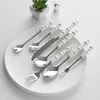 Dinnerware Sets Ceramic Handle Pearl Cutlery Set 18/10 Stainless Steel Creativity Gift Korean Style Knife Fork Spoon 7pieces Luxury Dinner