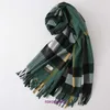 Designer Original Bur Home Winter scarves on sale Scarf Korean Edition Womens Autumn and Thickened Imitation Cashmere Warm Neck Knitted Simple Long Plaid Larg