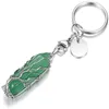 Key Rings Natural Stone Wrap Tree Of Life Hexagonal Prism Keychains Healing Rose Crystal Car Decor Keyholder For Women Men 49X12X1M Dhg2C