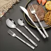 Serviser Set Marmor Handtag Rostfritt stål Silver Servis Western servis Steak Kniv Gaffel Dessertsked Bestick Köksredskap x0703