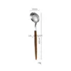 Ensembles de vaisselle Nouveau Simple Couteau En Acier Inoxydable Fourchette Cuillère Vaisselle Imitation Bois Grain Pince Poignée Steak Couverts Vaisselle Cadeau Fourniture x0703