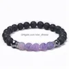 Perline 8Mm Lava Stone Agata Chakra Strand Braccialetto Fai Da Te Aromaterapia Diffusore Di Olio Essenziale Bracciali Per Donna Uomo Yoga B Dhtij