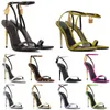 2023 Elegant Brand Women Shoes Padlock Pointy Naked Sandals Shoes Hardware Lock and key Woman Metal Stiletto Heel Party Dress Wedding