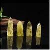 Konst och hantverk Naturlig citrinkristalltorn prydnad Mineral Chakra Healing Wands Reiki Energy Stone Six-Sided Quartz Point Pillar DHWZP