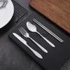 Dinnerware Sets 430 Stainless Steel Cutlery Set Travel Portable Box Fork Spoon Chopsticks Kitchen Tableware Dishes Sets Dinnerware Steak Cutlery x0703