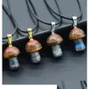 Pendentif Colliers Arc-En-Pierre Naturelle Sculpture Forme De Champignon Reiki Guérison 7 Chakra Collier En Cristal Pour Les Femmes Bijoux Drop Deliver Dhbil