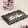 Emballage Cadeau Boîte D'oreiller Kraft Avec Fenêtre En Pvc Transparent Noir Brun Blanc Forme Emballage De Savon De Bonbons À La Main Drop Delivery Home Garden Fes Dhlnj