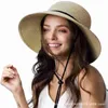 Ball Caps Large-Edge Dome Wide-Brimmed Sun Hat With Windproof Lanyard Straw Elegant Outdoors Women's Cap Gorras Para Mujer