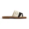 Designer de luxo Chinelos Sandálias Sliders Sliders Mulheres Mules Flat Slide Tan Bege Branco Preto Rosa Letras Tecido Lona Marca Mulher Chinelo Slider Sandália