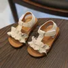 Sandaler Claladoudou 1216CM Barnsandaler Rosa Beige Pure Summer Girls Sandal Volanger Princess Shoes AntiSlip Baby Sandal Toddler J230703