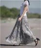 Skirts Est Summer Women's Maxi Long Skirt Vintage Retro Butterfly Printed Lady's Bohemian Beach Vacation Voile A-line