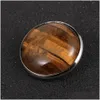 Pins Broschen Frauen Männer Naturstein 25 Mm Cabochon Brosche Tigerauge Türkisen Tasche Kleidung Opal Kristall Pins Grün Abzeichen Schmuck D Dh05H