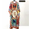 Ropa étnica Kuwait Fashion Blogger Recomendar Impreso Seda Kaftan Maxi Vestidos Sueltos Playa de verano Vestido largo bohemio para dama Dr Dh43A