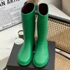 Nieuw Regenlaarzen Wellingtons Ridderlaarzen Dijhoge hoge Ronde neus platte hak Rubberen zool Luxe ontwerpers voor dames Vrijetijdsschoenen fabrieksschoenen Maat 35-40