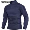 Мужские футболки Tacvasen Мужские военные боевые рубашки 1/4 zip с длинными рукавами тактические охотничьи рубашки на открытые пешеходные армии рубашки повседневные пуловерные вершины 230703