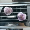 Andra modetillbehör Rose Quartz Stone Carving Heart Shape Car Air Outlet Trim Clip Crystal Healing Decored Decor Interior A Dhiwe