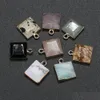 Charms Natural Stone Square Подвеска розовая Quartz Healing Reiki Crystal Diy Серьги колье Женские модные ювелирные изделия Нахождение 12x16 мм DR DHZWT