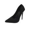 Zapatos de vestir Sexy Super High Stiletto Heels Pumps Mujer Sólido Oficina Flock Punta estrecha Fiesta Mujer elegante Tallas grandes 43