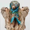 Шелковый платок на голову женский брендовый клетчатый платок с принтом шали и накидки хиджаб 90*90 см квадратные шарфы бандана Cheveux J230703