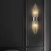 Lampes Cristal Clair LED Lampe E14 Ampoule En Acier Inoxydable Appliques Murales Pour Foyer Chambre Allée Salle À Manger Or Noir AppliquesHKD230701