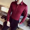 Men's Dress Shirts Business 2023 Fashion Brand Clothing Mens Long Sleeve Work Shirt Elastic Slim Fit Big Size S-5XL Casual