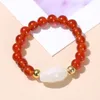 3mm Natural Red Agate White Shell Rice Small Bead Rings Women Fashion Handmade Round Stone Reiki Energy Stretch Finger Ring