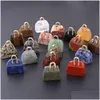 Charms Natural Stone Statue Handbag Mineral Crystal Agate Pendant Jaspers Healing Bag Home Decoration Ornament Diy Necklace Drop Del Dhjsv