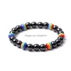 Perlen Harz Regenbogen 8 mm Stein Colorf Armband Tigerauge lila Quarz Achate Armreif für Frauen Yoga Schmuck Drop Lieferung Armbänder Dhuk9