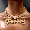 Personnalisé Bling Iced Out Script Lettre Pendentif Collier pour Femmes Micro Pavé Cz Personnalisé Nom Plaque Colliers Hip Hop Bijoux 230613