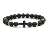 Beaded Cross Charms 8Mm Colors Stone Strand Bead Yoga Buddha Pulsera Para Mujeres Hombres Joyería Drop Delivery Pulseras Dhp2K