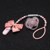 Baby Teethers Toys Personalised any name set stunning pink bling pacifier clip holder dummy with for lovely baby 230703