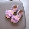 Sandalias Sandalias de niña Encaje Perla Cremallera Dulce Lujo Verano Niños Deslizadores Punta abierta 2136 Moda para niños pequeños Danza suave Niños Deslizadores J230703