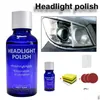 Vårdprodukter Bil Kit 30 ml strålkastarreparationsverktyg Restaurering Oxidation Baksikt Glas Liquid Polish Strålkastare Polering Anti-Scratch DHNCA