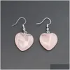 Charm Natural Stone Heart Charms Earrings Pendants Rose Quartz Opal Crystal Dangle Women Party Jewelry Drop Delivery Dhalw