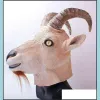 Maschere per feste Capra Antilope Maschera per testa di animale Novità Costume di Halloween Latex Fl Masquerade per adulti JN28