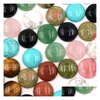 Stone 20Mm Mini Round Natural Carving Cabochon Crystal Polishing Gem Healing Jewelry Diy Acc Drop Delivery Dh37D