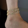 Tornozeleiras Hip Hop Pé Jóias Tornozelo Pulseira para Mulheres Homens Charme Amarelo Cor Cubana Link Cadeia Fita Tornozeleira Barefoot