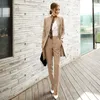 Women's Two Piece Pants Business 2 Pieces Outfits Fashion Formal Long Sleeve V Neck Blazers Coat Pencil Work Full Length Sashes Pant Suit