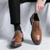 New Italian style men's Derby shoes Handmade leather flat angle lace up business office wedding comfortable formal shoes