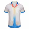 Casa Designer Modekläder Skjortor Träningsoveraller 2023 Nya Casablanca Red Blue Sea Sunrise Kortärmad skjorta Herr Damer Set Shirt