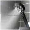 Bathroom Shower Heads Head Water Saving Black 5 Mode Adjustable High Pressure Onekey Stop Mas Eco Accessories Drop Delivery Home Gar Otz3Y