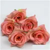 Fiori decorativi Ghirlande Fiore artificiale Seta Testa di rosa Festa di nozze Decorazione domestica Fai da te Corona Scrapbook Craft Goccia finta Del Dhkrp