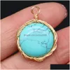 Charms Delicate Natural Stone Wrap Round Rose Quartz Lapis Lazi Turquoise Opal Pendant Diy For Armband Halsbandörhängen Jycken MA DH8TN