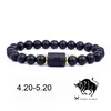 Beaded 12 Constellations Strand Bracelets Natural Black Glass Bead Bracelet Star Sign Constellation Horoscope Couple Friendship Drop Dh8So