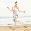 Stroje kąpielowe dla kobiet granatowy rozgwiazda kobiety Cover Up Wrap szyfon Pareo szalik Sarong Beach Dress bikini ups spódnice strój kąpielowy