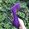 Dress Shoes Veowalk Deep Purple Women Flock Pointed Toe High Heels Fashion Ladies Slip on Stiletto Pumps Sexy Woman Party Wedding Shoes Z230703