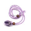 Collane con ciondolo Collana con taschino in rete di quarzo con pietra di cristallo naturale Healing Reiki Hangings Craft con corda intrecciata Goccia all'ingrosso Deliv Dh5Ol